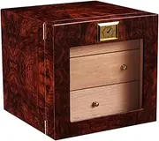 BCCCLLLSA Humidors Cigar Box Large Capacity Cigar Case Multi-Drawer Storage Humidor with Humidifier and Hygrometer Cedar Wood Cigar Desktop Box (Dark Red 3 Layers)