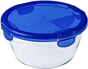 [Pyrex] Cook and Go Round Container with Lid 2-Pieces Set, 0.7 Liter Capacity, Blue