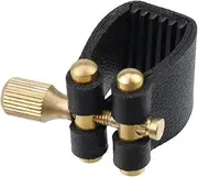Mewutal Soprano Saxophone Ligature Black Leather Ligature Fastener Adjustable Screw Soprano Sax Mouthpiece Ligature Fastener for Soprano Saxphone Bakelite Mouthpiece (Soprano Sax)