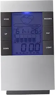 FONDOTIN 1Pc LCD Humidity Temperature with Clock Indoor Thermometer Hygrometer for Home Temperature Humidity Monitoring Easy Installation No Battery Included