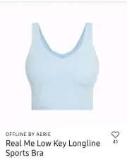 OFFLINE By Aerie Blue Real Me Low Key Longline Sports Bra XL *NWT*