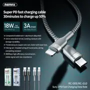 Phone cable REMAX Type-C TO Lightning 1M 18W SuperFast Charging Data Cable Black