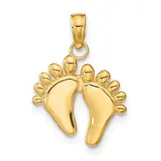 14K Yellow Gold Double Feet Hang Ten Style Charm