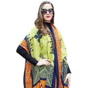 ANYYOU 100% Pure Merino Wool Green Facet Pattern Stylish Poncho Winter Large Scarf With Trendy Pashmina Shawl Bandana For Womenfashion Design