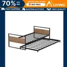 Single Size Metal Trundle Bed Frame Daybed Bedroom Furniture Sleepover BK-AB