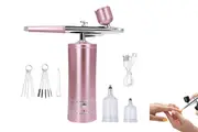Nails Airbrush Kit with Compressor Portable Airbrush for Nails Manicure Makeup Painting Cake-Pink