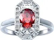 [VPbao] Vintage CZ Women Ring Plated 925 Sterling Silver Wedding Promise Rings Red
