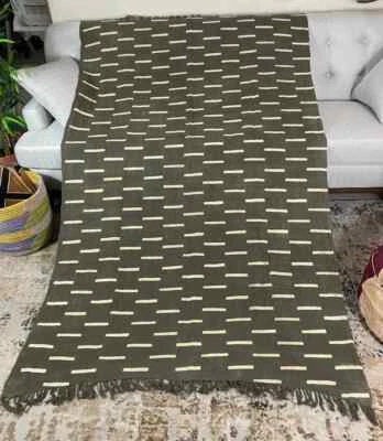 Line Gray Handmade Mudcloth Segou Blanket Bogolan Textile Bedsheet Boho Decor