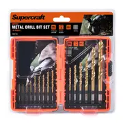 15pc Supercraft Titanium Coated Metal Drill Bit Tool Set Metric w/Storage Case