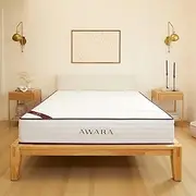 [AWARA] Natural Hybrid Twin Mattress 10 Inch - Certified Natural Latex - Sustainable New Zealand Wool - Steel Springs - 365-Night Trial,White