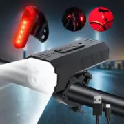 2000LUMEN Bicycle LED Head&Tail Light Set Bike Front Hi/Lo Beam USB Rechargeable
