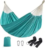SONGMICS Double Hammock, 98.4 x 59.1 Inches, 660 lb Load Capacity, with Compression Bag, Mounting Straps, Carabiners, for Terrace, Balcony, Garden, Outdoor, Camping, Turquoise UGDC15BU