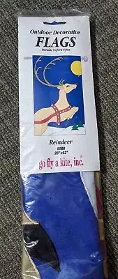 Nylon Outdoor CHRISTMAS Reindeer Flag 28" X 42" NIP Go Fly a Kite Oxford Flying