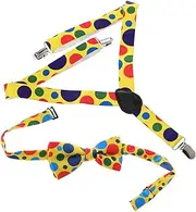 [DEARMAMY] Kids Clown Suspender Bow Tie Kit Bow Tie for Children Toddler Clown Bow Tie Set Kids Suspender Bow Tie for Halloween Party Cosplay Photo Session