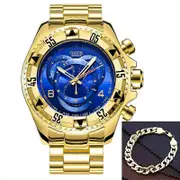 Temeite Golden Watch Men Luxury Brand Big Dial Gold Men Wristwatches Waterproof Business Men Wrist Watch Relogio Masculino 2021 gold blue bracelet