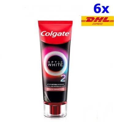 6x Colgate Optic White O2 Peach Osmanthus Toothpaste teeth whiter whitening 85g
