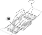 304 Stainless Steel Bathtub Caddy Tray Expandable Bath Organizer Tub Shelf