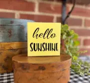 Hello Sunshine Tiered Tray Decor Mini Sign Wood Hand Summer Decor