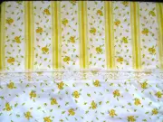 TWIN Flat Sheet by J C Penny - Yellow Roses Rose Buds Nylon Lace Trim Hem NOS