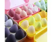 Dry and Wet Use Makeup Sponge Set Blender Beauty Foundation Blending Sponge for Liquid, Cream -yellow 8 in a box