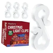 Christmas Light Clips, 100 Mini Hanging Hooks for Gutters & Shingles, White