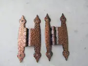 Hammered Copper Spade Colonial Cabinet H Hinge Set-2
