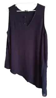 BNWT Womens Sz 28 Autograph Live Unlimited Navy Chiffon Sleeveless Tunic Top