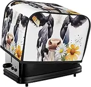 Watercolor Cow And Daisy Flower Toaster Cover 2 Slice Bread Machine Covers Waterproof Universal Size Kitchen Small Appliance Cover with Hang Loop, Dust and Fingerprint Protection