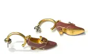 HERITGE MUSEUM REPLICAS STUD EARRINGS HAND ENAMELED PLUM SHOES #1967