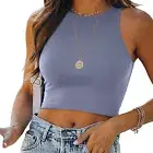 Lady Crop Top Solid Color Clubwear Thin Casual Lady Crop Top Soft