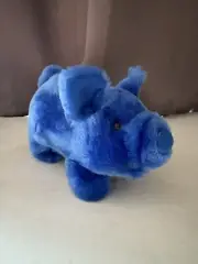 Vintage 1998 Mr Bacon Animated Blue Plush Pig Walking Toy 9"-New w/o Box Tested!