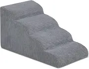 Dog Stairs & Steps for High Beds, 4 Density Foam Waterproof Ramp Small Dogs and Cats, Pet with Removable Washable Cover Bed, Couch, Sofa Car (H:20''), Grey