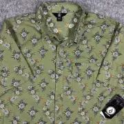 Volcom Shirt Men's XL Warbler Short Sleeve Green Floral Beach Camp Collar NWT