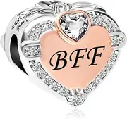 NARTGO Rose Gold Heart Mom Dad Wife Auntie Nana BFF Charm Compatible With Pandora Charms Bracelets