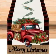 Festive Red and Black Checkered Linen tablecloth for Christmas Feast Decor