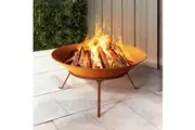 Grillz 70cm Fire Pit Rustic Iron Bowl Outdoor