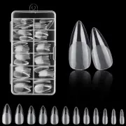 120PCS Clear Half Frosted Nails Tip Almond Acrylic Fake Nails Full Cover Fake Na