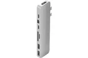 Hyper PRO GN28D-SILVER USB Type C Docking Station for Notebook/Desktop PC - Memory Card Reader - microSD, SD - 100 W - Silver - 4K, 5K - 3840 x 2160,
