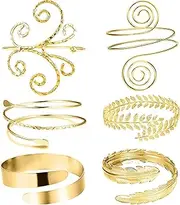 [HUASAI] Gold Arm Cuff for Women Upper Arm Cuff Jewelry Toga Greek Goddess Costume Accessories Gold Cuff Bangle Bracelets