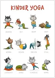 Rüsselfuchs Yoga Poster Children Yoga Cat Children's Yoga Poster Children's Room DIN A3