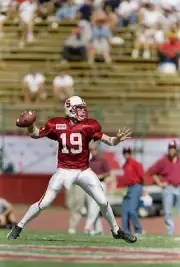 Quarterback Chad Hutchinson Stanford Cardinal drops back to pass t- Old Photo