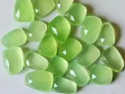 17-20mm Apple Green Chalcedony Cabochons, Green Chalcedony Rose Cut Flat Back