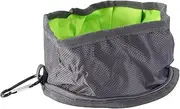 DECOMELODY Portable Dog Bowl Cat Bowl Rack Polyester 19x19cm Grey Foldable Pet for Travel