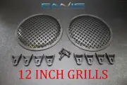 2 12 INCH STEEL SPEAKER SUB SUBWOOFER GRILL MESH COVER W/ CLIPS SCREWS GLKT-12