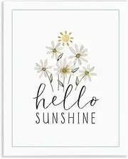 Stupell Industries Hello Sunshine with Daisies Wall Plaque Art Design by Blue Chair Blessing
