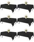 Black Rectangle Table Cloth - 6 Pack, 60" × 102" Washable Fabric Tablecloth f...