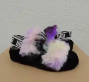 UGG MAGNOLIA FLUFF OH YEAH TIE DYE SHEEPSKIN SLIPPER SANDALS, US 8/ EUR 39 ~NIB