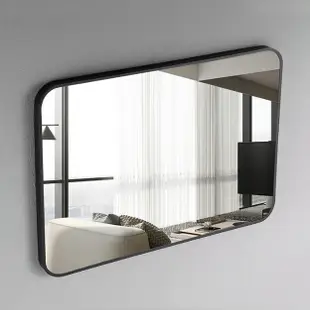 鏡子 臥室鏡 75*120CM 玄關鏡 裝飾鏡 浴室鏡 掛鏡 化妝鏡 免打孔金屬衛生間方鏡梳妝鏡 (8.1折)