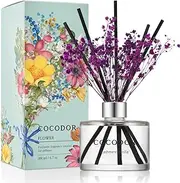 COCODOR Flower Reed Diffuser Set / 200ml / Cashmere Vanilla/Scent Diffuser with Sticks Home Fragrance Reed Diffuser for Bathroom Shelf Décor