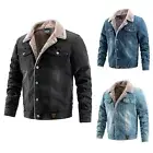 Mens Classic Coat Winter Fleece Warm Jacket Men's Western Style Jacket Men Jean